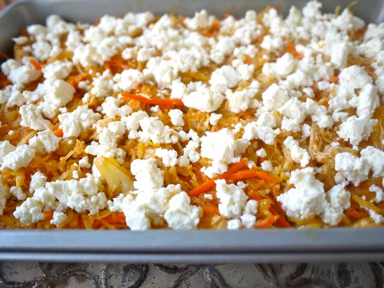 Creamy Buffalo Chicken Spaghetti Squash Casserole (paleo, GF) | Perchance to Cook, www.perchancetocook.com