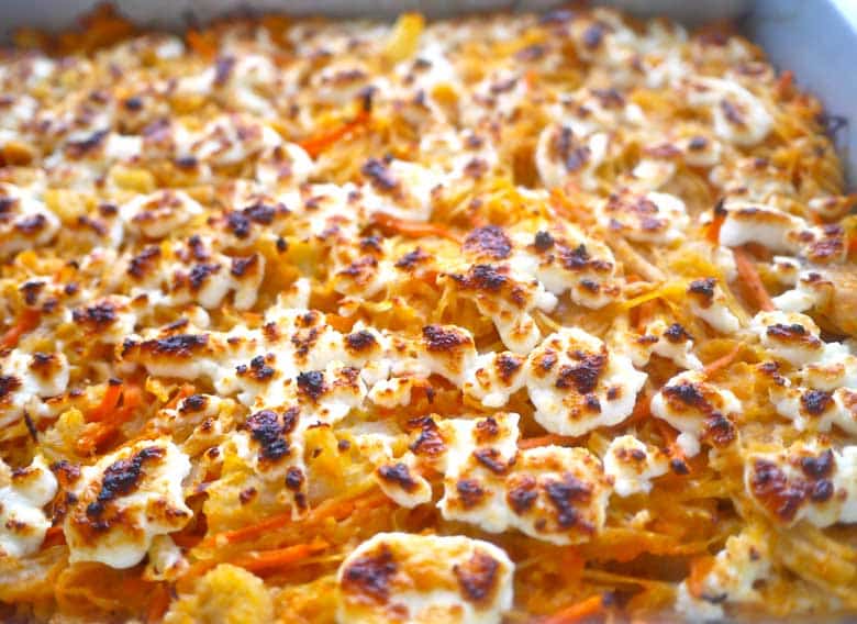 Creamy Buffalo Chicken Spaghetti Squash Casserole (paleo, GF) | Perchance to Cook, www.perchancetocook.com