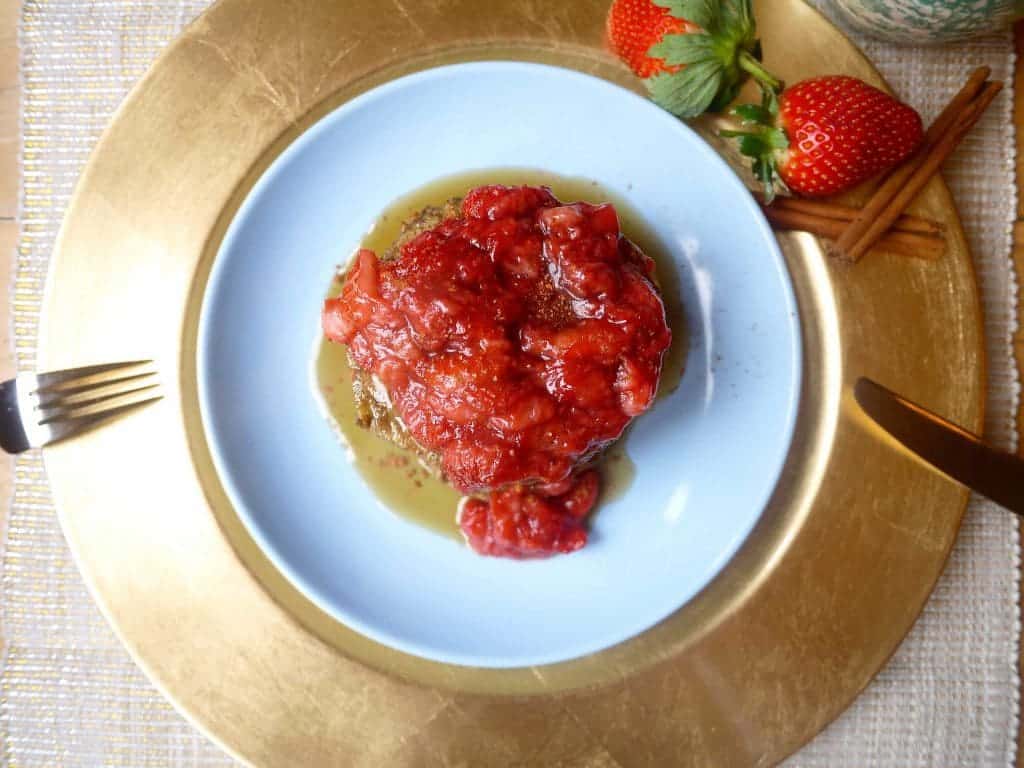 Chia Matcha Pancakes with Strawberry Maple Coulis (paleo, GF)| Perchance to Cook, www.perchancetocook.com